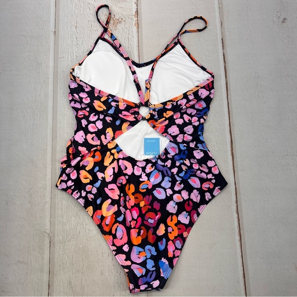 NWT Multicolored Leopard Print O-Ring One Piece Swimsuit M - Picture 10 of 17
